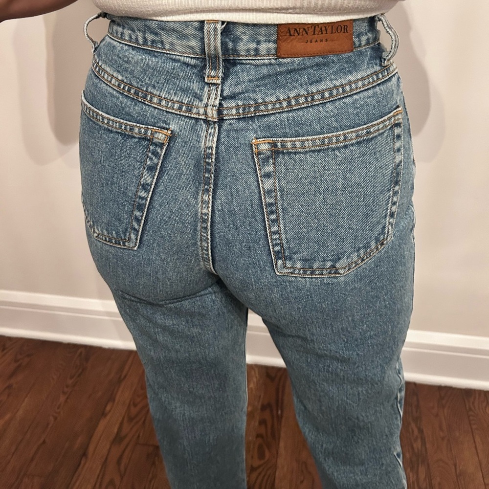 Ann Taylor Vintage-Inspired Light Blue High-Rise Straight Jeans